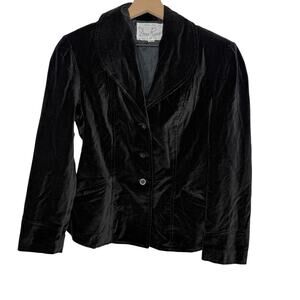 VINTAGE ORIGINAL DINO RICCO Women's 13 14 Woven Cotton Velvet Blazer Black